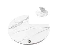 IMUNKT Solo Piano Tavolo Pieghevole Rotondo Grande Piano Mobile In Legno 120cm 130cm 150cm 160cm 180cm 200cm Piano Tavolo Estensione Temporanea Per 4 A 8 Persone(White marble,120cm/47in)
