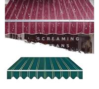 IMUNKT Tenda da Sole Tessuto di Ricambio, Telo per Tenda Parasole da Esterno, 200 300 400cm, Strisce Verde/Rosso, Tessuto per Tenda da Sole Retrattile(Green Stripe,8x6.5ft/2.4x2m)