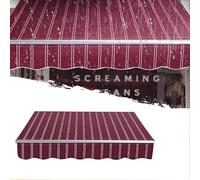 IMUNKT Tenda da Sole Tessuto di Ricambio, Telo per Tenda Parasole da Esterno, 200 300 400cm, Strisce Verde/Rosso, Tessuto per Tenda da Sole Retrattile(Red Stripe,13x8.2ft/4x2.5m)