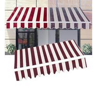 IMUNKT Tessuto per Tende da Sole Retrattile (Rosso-Bianco), Tessuto di Ricambio per Tenda da Sole Manuale, 2,5m 3,6m 4m 5m, Tessuto in Poliestere per Balcone, Giardino E Terrazza(13x8ft/4x2.5m)