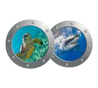 IMUSINICE Adesivi Murali 3d Oblò Mare in Pvc 2 Pezzi, Decorativi e Facili da Rimuovere per Camerette e Stanze Ragazzo Ragazza, Adesivi Murali Tema Vita Marina