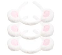IMUSINICE Cerchietti per Chioma da Donna Orecchie di Orsetto Bianco 3 Pezzi Accessori Divertenti e Morbidi per Cosplay e Lavaggio Viso