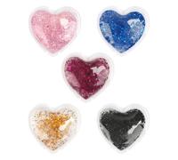 IMUSINICE Cuscinetti Oculari Riutilizzabili 5 Pezzi in Gel a Forma di Cuore Glitterati Terapia Caldo/freddo, Sollievo Borse per Occhi e Viso per Cura Quotidiana e Relax