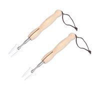 IMUSINICE Forchette Barbecue Telescopiche 2 Pezzi in Metallo Inossidabile e Legno con Manico a Forma di Zucca, Retrattili e Sicure, per Giardino e Barbecue