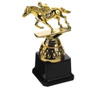 IMUSINICE Oro Coppa Premio Equitazione in Plastica con Base Rinforzata | Figura Equestre su Base Nera, Sezione per Incisione, Stabile Casa e Club