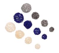 IMUSINICE Palline di Rattan 42 Pezzi Miste Bianco, Blu e Grigio da 3-6 CM, Riempitivi per Vasi e Decorazioni per Tavoli, Perfette per Feste e Arredamento Interno