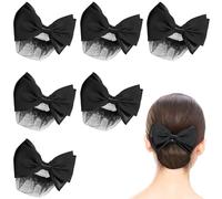 IMUSINICE Retine per Chioma Fiocco 6 Pezzi, Copri Chignon Nero in Rete per Donna Lavoratrice, Accessori per Chioma Formali e Professionali, Adatti per Hostess, Infermiere e Cameriere
