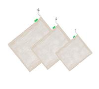 IMUSINICE Set 3 Sacchetti in Rete di Cotone Beige Coulisse per Conservare Frutta e Verdura, Riutilizzabili e Facili da Trasportare, per Organizzare Alimenti Freschi
