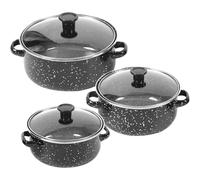 IMUSINICE Set Kit 3 Pentole Smaltate Mini con Doppio Manico e Fondo, Pentola Multifunzionale per e Piccoli Incontri