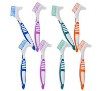 IMUSINICE Spazzola per Dentiere Doppia Faccia 8 Pezzi Setole in Nylon Colorate Spazzolino per la Pulizia Precisa di Protesi e Apparecchi di Contenzione Portatile e Adatto per Uso in