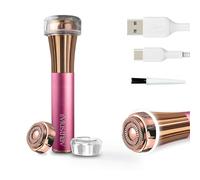 iMusthav Depilatore facciale da donna - Rasoio elettrico indolore e impeccabile, epilatore e regolabarba placcato oro 18 K, testa galleggiante a doppio anello 20 mm, ricaricabile tramite USB, luce LED