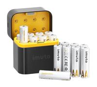 imuto Batteria AA ricaricabili da 1,5 V, 3600 mWh, Pile Ricaricabili AA Litio 1600 Cicli Con Display a LED Nero ricarica rapida, 16 pezzi