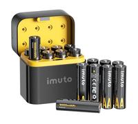 imuto Batterie AA ricaricabili da 1,5 V, 3000 mWh, batterie ricaricabili AA Litio 1600 Cicli con display a LED nero, ricarica rapida, 16 pezzi