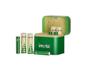 imuto Batterie ricaricabili AA×4 e AAA×4 al litio con caricabatterie ibrido, 1,5
