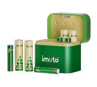 imuto Batterie ricaricabili AA×4 e AAA×4 al litio con caricabatterie ibrido, 1,5V Pile tripla A e doppia A (3A), batteria agli ioni di litio con caricabatterie ibrido Ni-MH/litio (edizione natalizia)