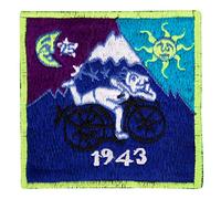 ImZauberwald Hofmann Bicycle Day - Set di toppe da cucire (~ 9 cm, luce nera attiva) psichedelic patch LSD goa trance acid trip patch Blue Bicycle Day. s