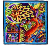ImZauberwald Huichol ricami (20 cm, luce nera attiva, ricamati a mano senza PC) Hikuri San Pedro Peyote Meskalin Cactus Sole Luna L