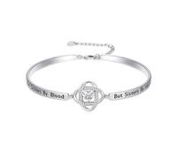 IMZM Braccialetto rigido placcato in oro bianco con incisione "Always My Wife/Mother/Sister/Daughter/Grandma/Granddaughter with Forever My Friend", regalo di Natale per lei, Medium, Base, Zirconia
