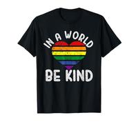 In A World be Kind Rainbow Heart L'amore è amore Gay Pride LGBT Maglietta