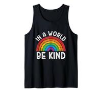 In A World Be Kind Retro Gay Pride LGBT Queer Pride Arcobaleno Canotta