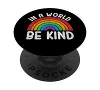 In A World Be Kind Retro Gay Pride LGBT Queer Pride Arcobaleno PopSockets PopGrip Adesivo
