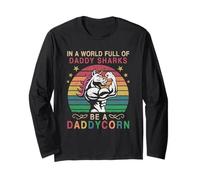 in A World Full of Daddy Sharks Be A Daddycorn Unicorn Dad Maglia a Manica