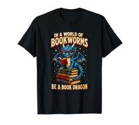 in A World of Bookworms Be A Book Dragon Cute Fantasy Reader Maglietta