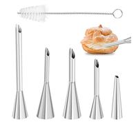 in acciaio inox,Bocchetta per Farcire,Siringa per Iniezione di Bignè,Puff Ugello Lungo,Set di 6 sacchetti da pasticcere Nozzle,Saccapoche Professionale