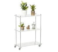 in acrilico con ruote - Mensola mobile a 3 livelli, per uso domestico trasparente | Per appartamento proprietari sala da pranzo cucina bagno studio balcone patio ufficio hotel ristorante Escu