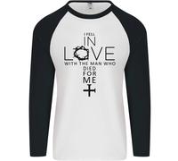 In Amore Con La Croce Cristiano Cristo Uomo L/S Maglietta Baseball