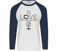In Amore Con La Croce Cristiano Cristo Uomo L/S Maglietta Baseball