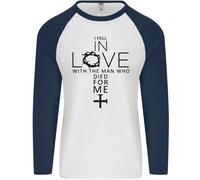 In Amore Con La Croce Cristiano Cristo Uomo L/S Maglietta Baseball