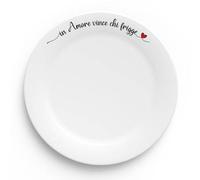 "In amore vince chi frigge" Piatto Bianco in Vetro Temperato Personalizzato Idea Regalo Simpatica SanValentino Natale Compleanno Coppia Fidanzati Festa della Mamma Nonni Papà Cuoca Chef