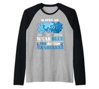 In April We Wear Blue Autism Awareness Men Women Kids Autism Maglia con Maniche Raglan