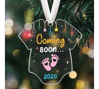 In arrivo nel 2026, ornamento acrilico trasparente, annuncio di gravidanza, regali per nuovi genitori, decorazione natalizia da appendere all'albero, regali per genitori in attesa, regali per festa di