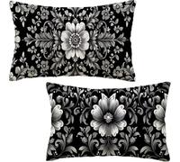 In bianco e nero Cuscini Divano 60x80CM Semplice Set di 2, nordico Copricuscino Impermeabile Letto Velluto con Cerniera, Traspiranti Copricuscini per Soggiorno, Facili da Lavare, Home Decoration Y-549