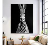 In Bianco E Nero Zebra Striata Immagine Decorativa Poster Su Tela Animali Di Luce E Ombra Stampa Artistica Su Parete Pittura Decorazione Murale Quadri Soggiorno Camera Da Letto 50X70Cm