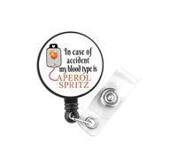 In Case of Accident My Blood Type is Aperol Spritz Gift Orange Cocktail Drinker Bartender Badge Reel (aperol Spritz Badge UK)