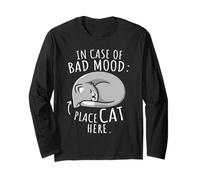in Case of Bad Mood Place Cat Here Gatto Maglia a Manica