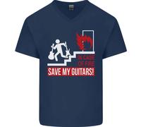 In Caso Di Emergenza Salva Le Mie Chitarre Maglietta In Cotone A V Da Uomo