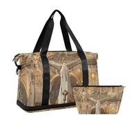 in Center Of Golden Cathedral Stood A Madonna Dressed in White Duffel Bag Carry on Weekender Pernottamento Bag con Toiletry Bag per viaggi di lavoro multifunzionale, Al centro della cattedrale dorata