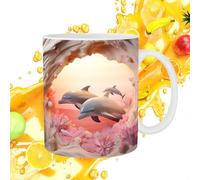 in ceramica 3D a forma di delfino, piatta, dipinta in 3D, da caffè in ceramica, per uomo e donna, regalo per vacanze e compleanno