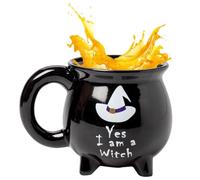 in ceramica Cauldron - Witch Brew Coffee Cup | Gothic Kitchen Decor | Spooky Witch Hat Motif, Microwave-Safe Stoneware, Large 300-400ml Capacity, Versatile Hot/Cold Beverage Use, for Office, Home