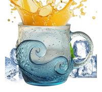 in ceramica Eced Coffee | Bevande fredde inclusi succhi | Wave Design 300 ml | da caffè con manico | Per Beach House Wine Office Home adulti donne uomini bambini