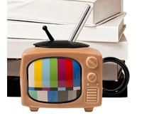 in ceramica retrò per TV, da caffè creativa | 450 ml unico boccale di birra - da caffè nuova con coperchio e cannuccia per casa, scuola e camera da