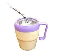 in con coperchio e cannucce, design con coperchio a prova di perdite, 1 pezzo, da caffè, da tè, facile da pulire e mantenere, per bevande calde ghiacciate, per ristorante