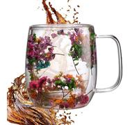 in con fiori secchi, con design a fiori secchi, per caffè, bevande, tè, espresso, cappuccino, latte, succhi di latte, bevande fredde
