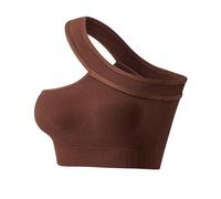 In Cotone Post Parto Teenage Girls Large Size Non Ring Underwear Gathered Comfortable Sport Large Breasts Show Small Bra Strapless Wear Outside The States Tank Top Reggiseno Yoga Bianco, marrone, XL