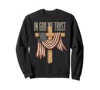 in Dio confidiamo nella Croce della Bandiera Americana Felpa