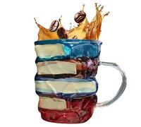 in dipinto, per biblioteche, libri, caffè, bevande calde o fredde, accessorio da lettura per amanti della letteratura, lettori, insegnanti, scrittori, topi di biblioteca, famiglia, uomini